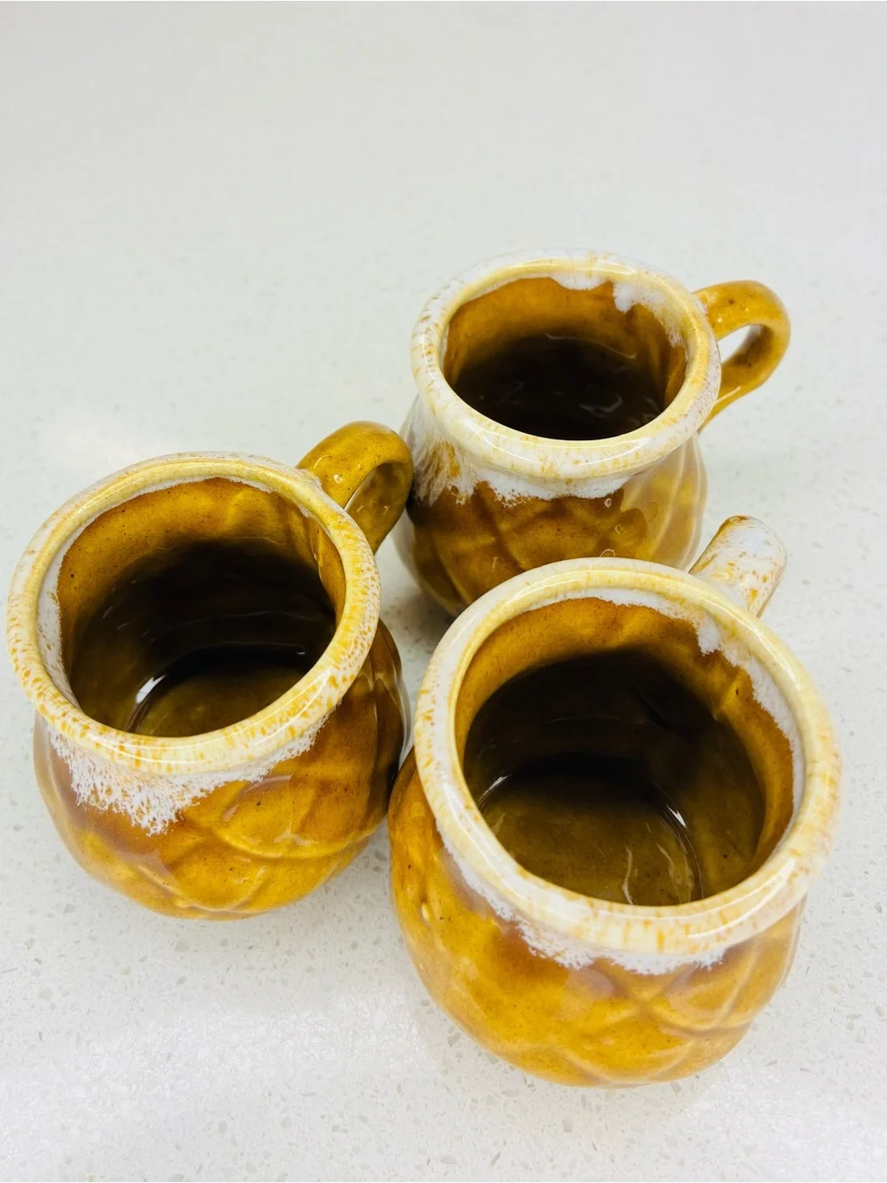 3 Vintage Handmade CERAMIC DRIP GLAZE COFFEE MUG SET~Glasses*Tumblers*Cups